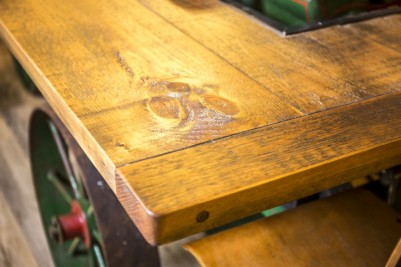reclaimed pine top machine table